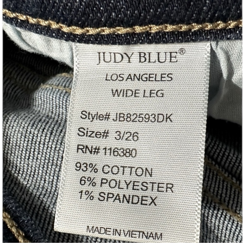 JUDY BLUE Distressed Wide Leg Blue Jeans Size 3 / 26 — SUPER ON TREND! - Picture 7 of 7
